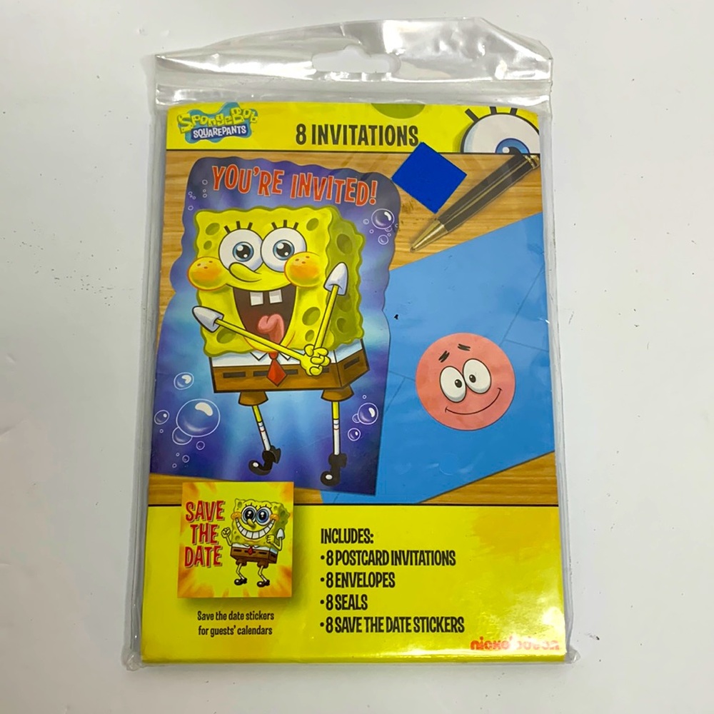 Nickelodeon | Sponge Nob SquarePants RARE Invitations Save The Date Invites NWT